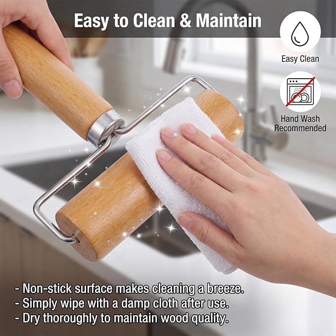 2 Pcs Pastry Roller, Wooden Rolling Pins Pizza Dough Roller Non-Stick Mini - Image 6