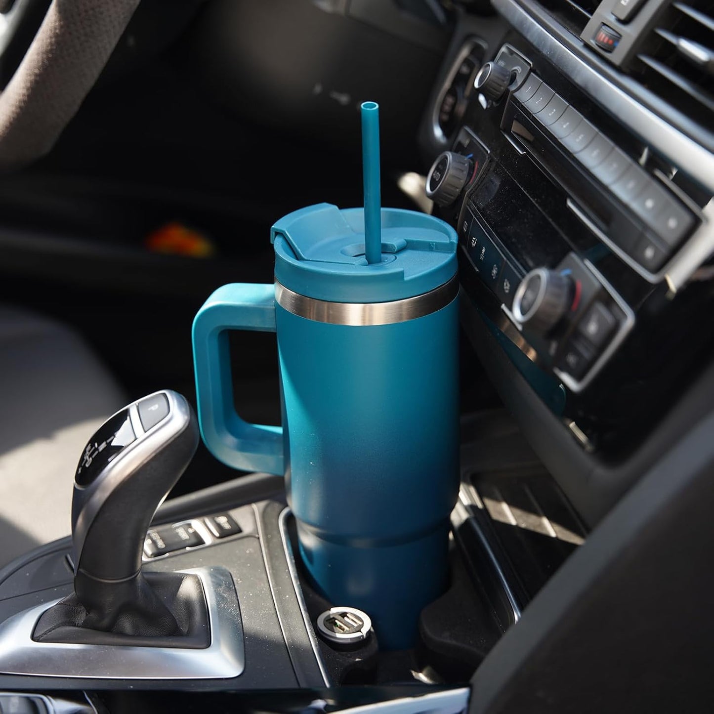 30 oz Tumbler with Handle and 2 Straws,2 in 1 Lid Insulated Water Bottle Stainless Steel Travel Coffee Mug,Lavender Green