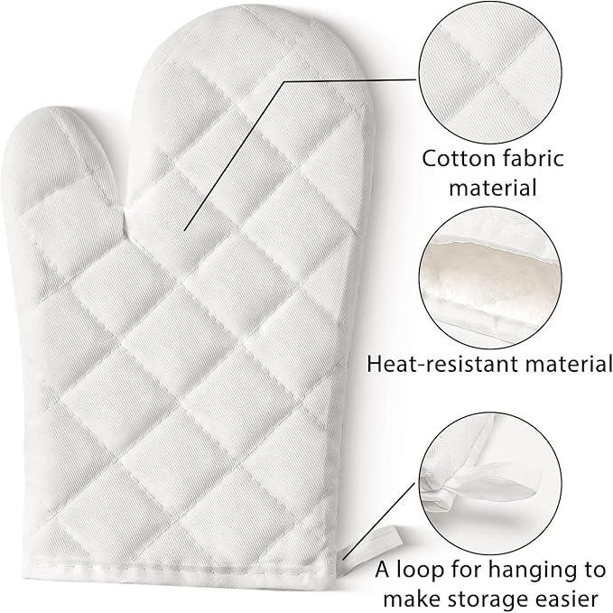 GROBRO7 6Pcs Cotton Oven Mitts and Pot Holders Set Heat Resistant Hot Pads - Image 4
