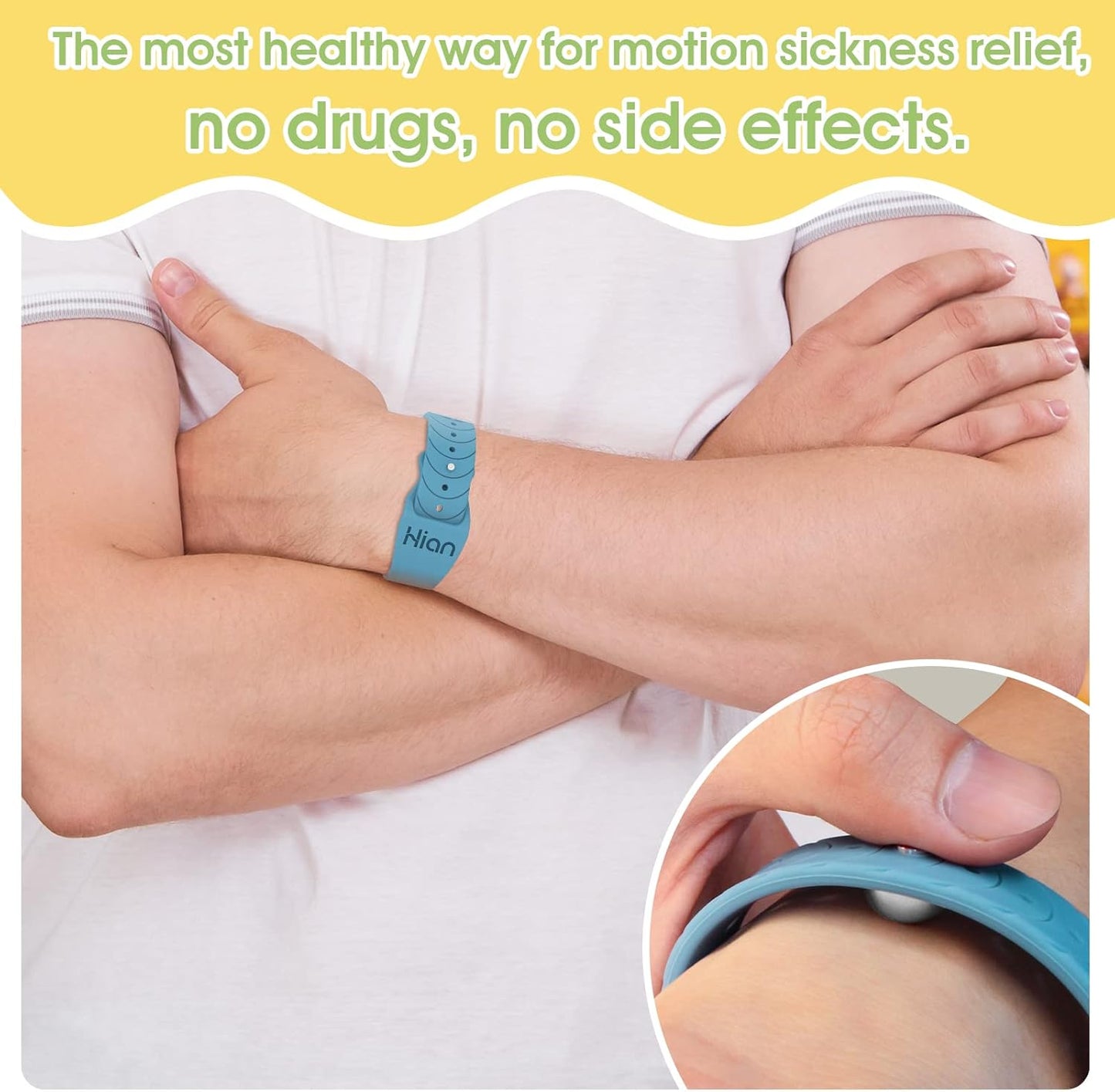 Motion Sickness Bands Sea Sickness Wristbands Acupressure Nausea Wristband/,Natural Relief of Nausea Headaches,Insomnia,Anxiety,Sleep Aid, Morning Sickness,Motion Sickness-（Black+Ink ）