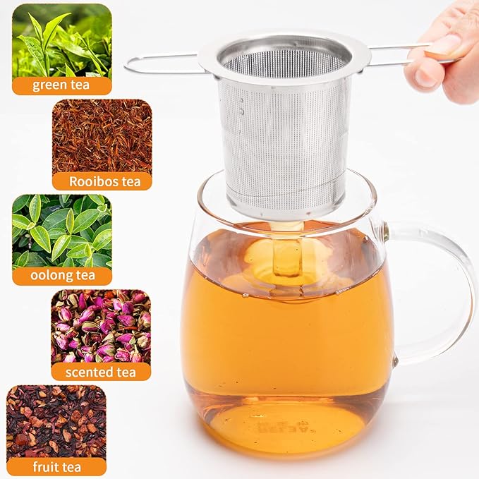 2Pack Tea Strainer, Stainless Steel Tea Infuser Basket Sitting in Mugs - Image 5