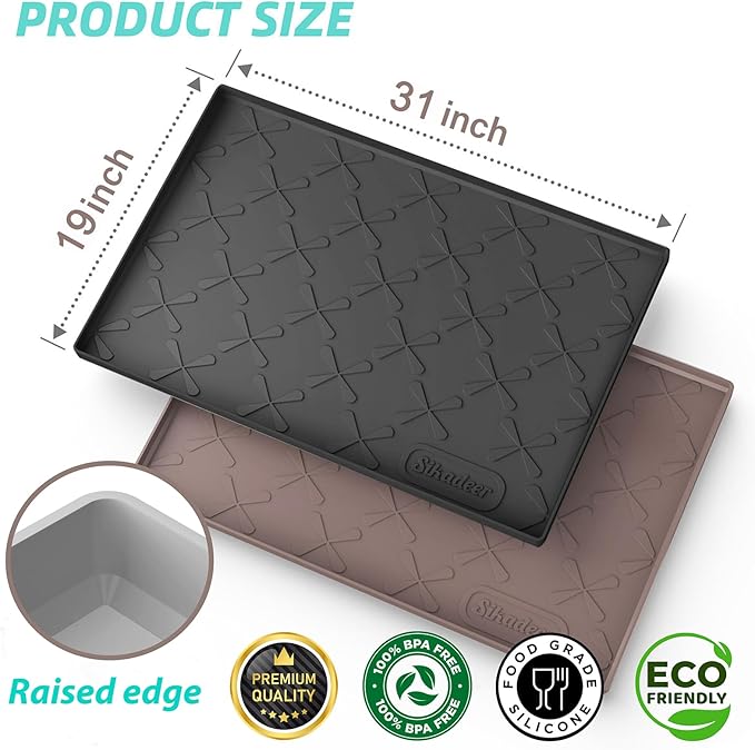 SIKADEER 31" x 19" Under Sink Mat Waterproof, Silicone Mat Kitchen Drawer Shelf - Image 3