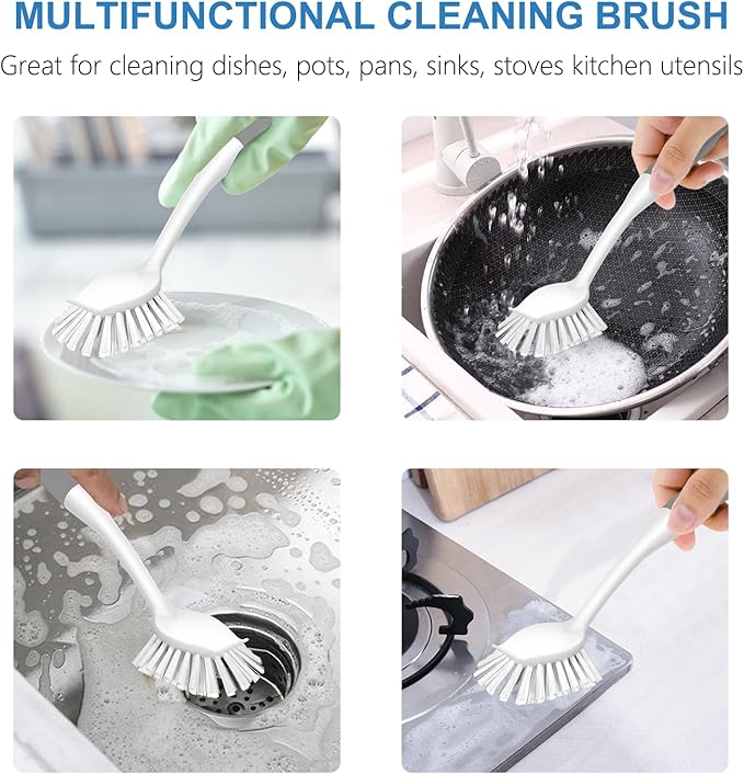 SetSail Dish Brush with Handle, 3 Pack Stiff Bristles Dish Scrubber with - Image 6