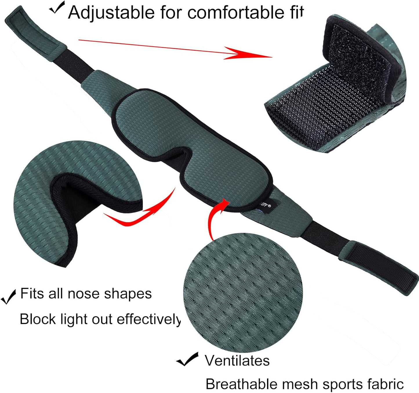 Sleep Mask for Men and Women 3D Contoured Eye Mask Patented Adjustable Light Blocking Night Mask for Sleeping (Green)