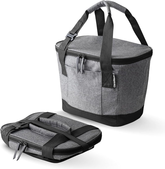 CleverMade Collapsible Insulated Cooler Bag – Leakproof Soft Folding Cooler for Beach, Travel, Car