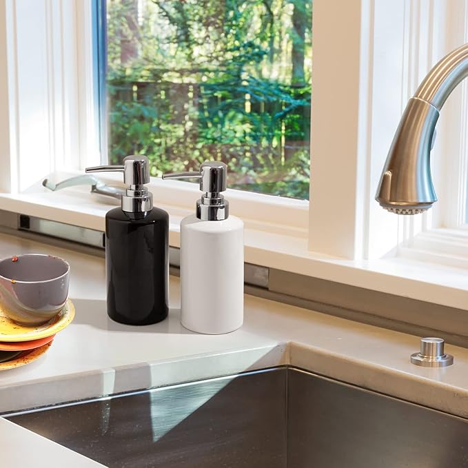 FE Soap Dispenser, 300ml/10oz Ceramic Liquid Soap Pump Dispenser, Refillable - Image 6