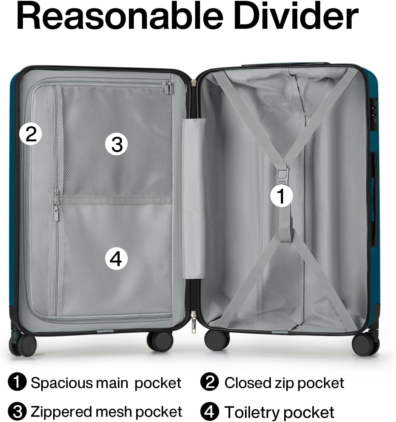 Hanke 24 Inch Luggage Suitcases With Spinner Wheels Lightweight PC Hard Shell Rolling Suitcase With Travel Lock,Checked-Medium 24-Inch(Caribbean Blue)