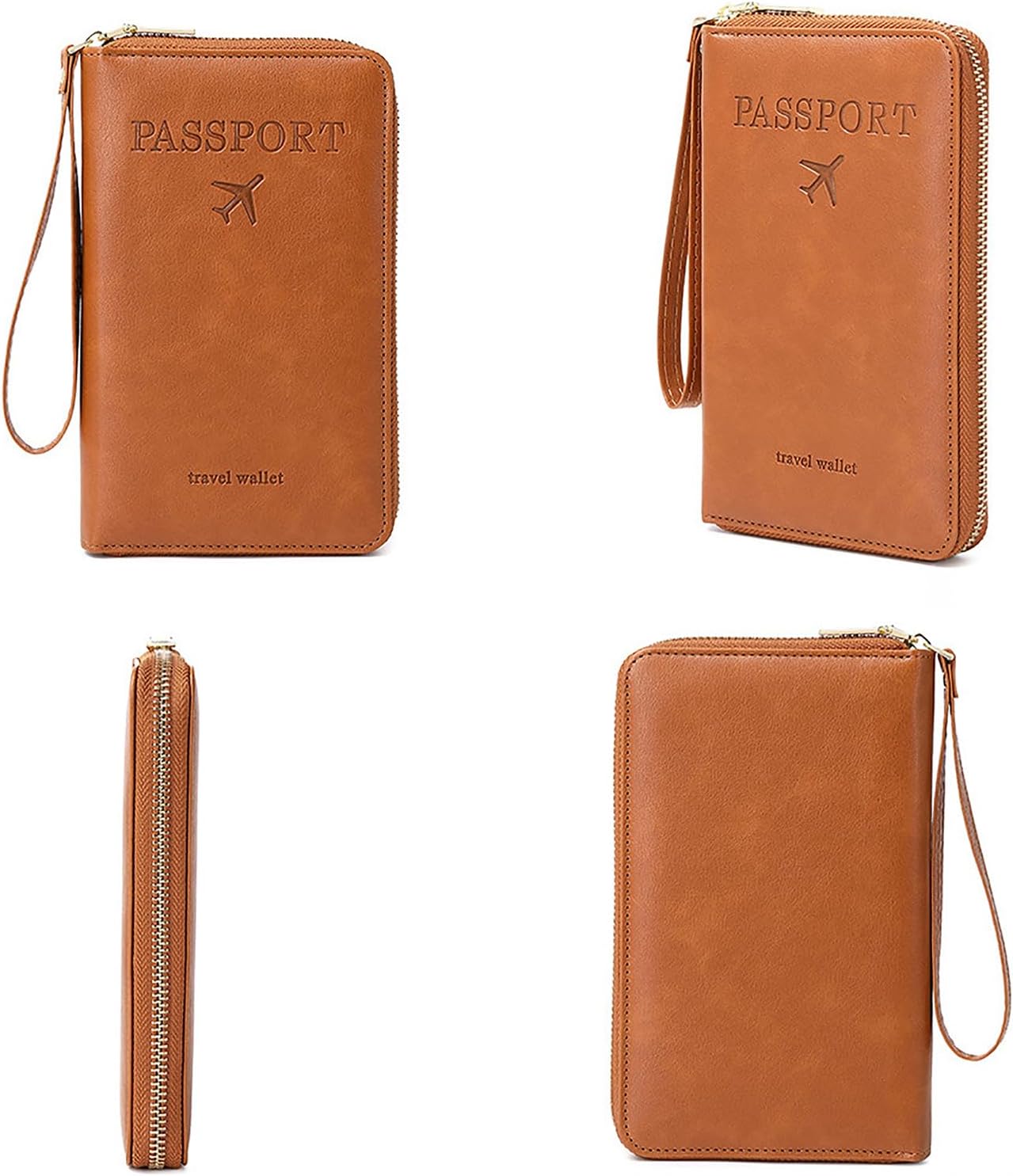 Rowgins Rfid Blocking Passport Holder Wallet, Rowgins Rfid Passport Holder with Zipper, PU Leather PassportHolder for Travel (PINK)