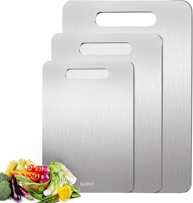 3 Pack Titanium Cutting Board, -100% Pure Titanium Cutting Boards by SUFOR