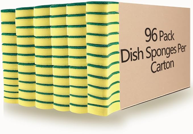 Kitchen Cleaning Sponges, 96 Pack Eco Non-Scratch by WUHUIXOZ