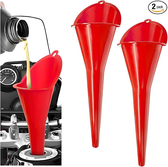 2 PCS Oil Funnel, Plastic Long Neck Multi-Purpose Spill Saver Funnel, Engine by Unknown