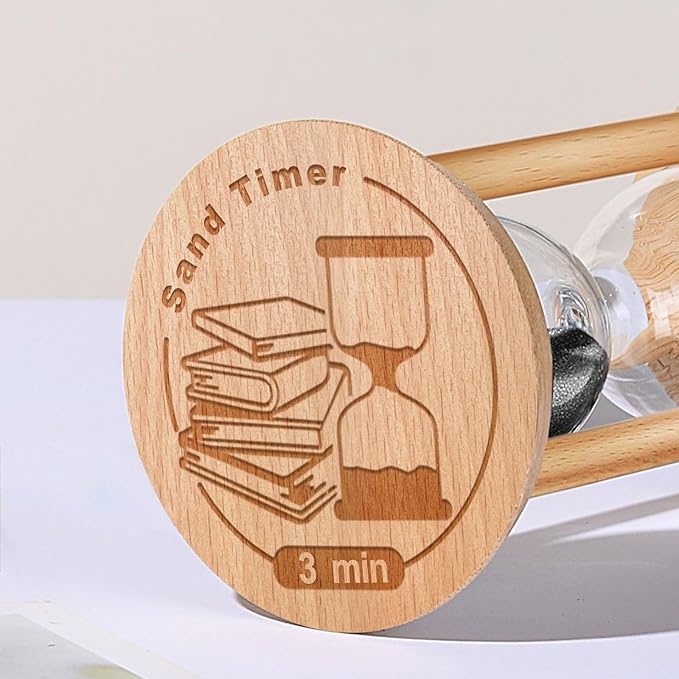 3 Minute Hourglass, 3 Min Wooden Sand Timer, Wood Sand Watch, Three Minute Mini - Image 3