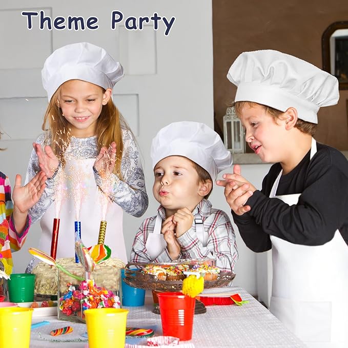 Kids Apron and Chef Hat Set, 40 Pieces Boys Girls Kids Apron - Image 5