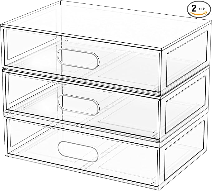 Clear Stackable Makeup Organizer by Aurblozen