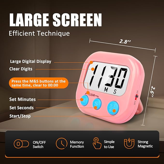 2 Pack Kitchen Timers Loud Ring Digital Timers - Image 3