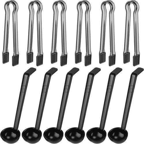 12 Pieces Plastic Serving Utensils Set Including 6 Pcs 1 oz Small Ladle and 6 by Domensi