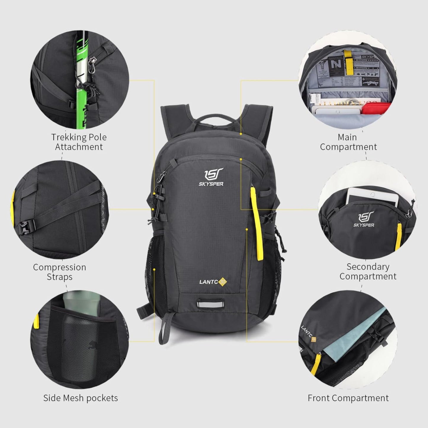 SKYSPER Small Hiking Backpack, 20L/30L Lightweight Travel Backpacks Hiking Daypack for Women Men