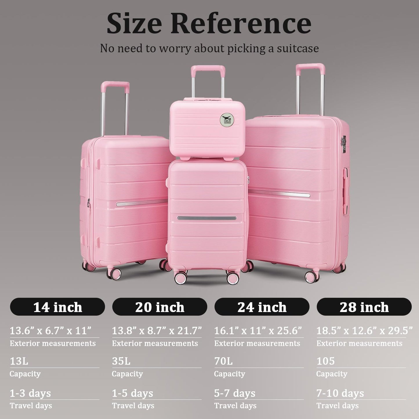 4-Piece Hardshell Luggage Set with TSA Locks, Expandable Suitcases and Silent Spinner Wheels - Vibrant Colors for Easy Identification (14/20/24/28 Inch) - Family Travel Suitcase Sets