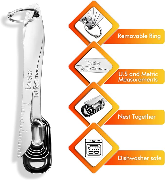 Rainspire Heavy Duty Measuring Spoons Set Stainless Steel, Metal Measuring Cups - Image 5