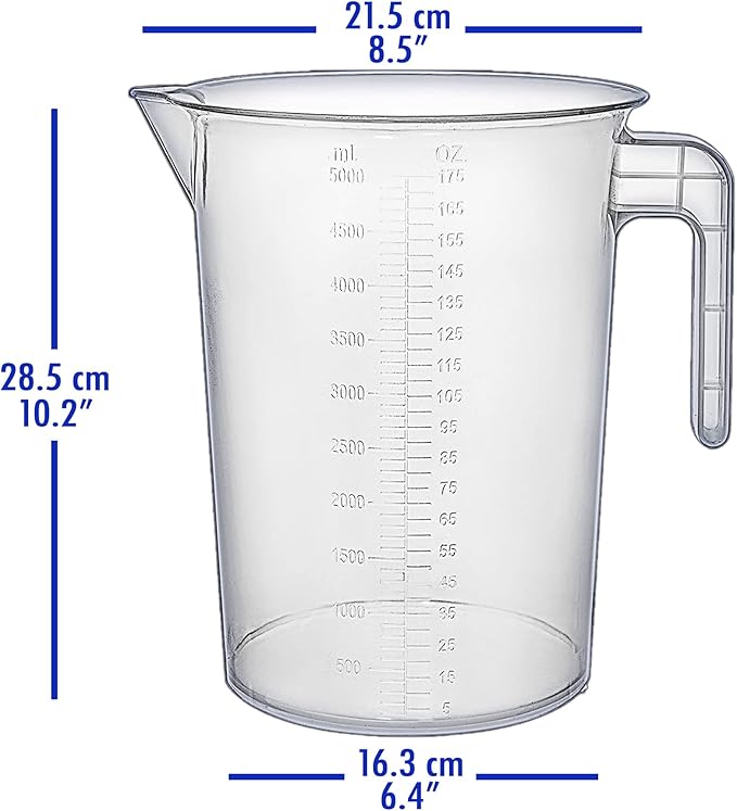 5 Liter Measuring Pitcher 3-Pack | 1.3 Gallon Shatterproof Plastic Large - Image 8