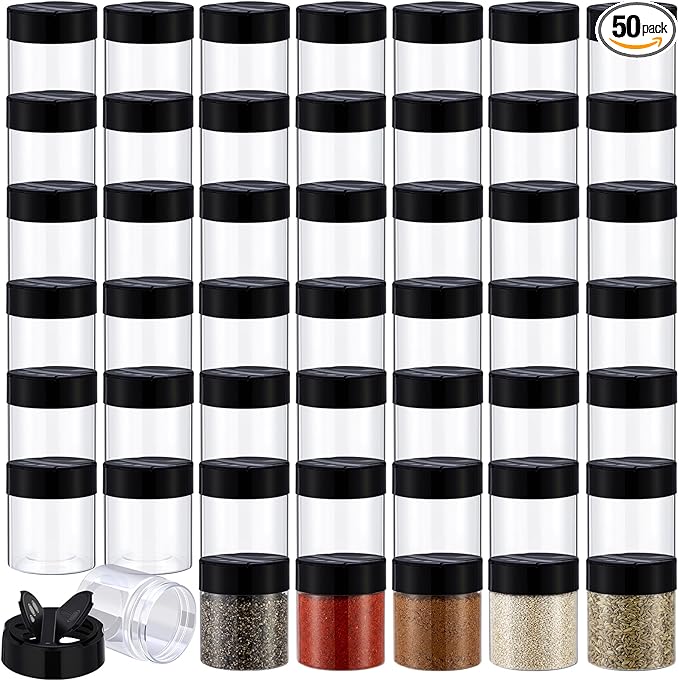 50 Pack 4 oz Spice Jars Plastic Clear Empty Bottles by Yiyiring
