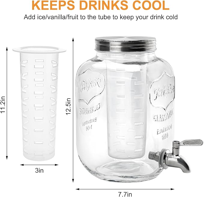 2 Gallon Glass Beverage Dispenser - Image 5