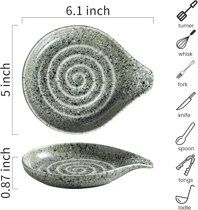 LAUCHUH Spoon Rest for Stove Top, 5 inch Large Ceramic Spoon Holder for Kitchen - Image 2