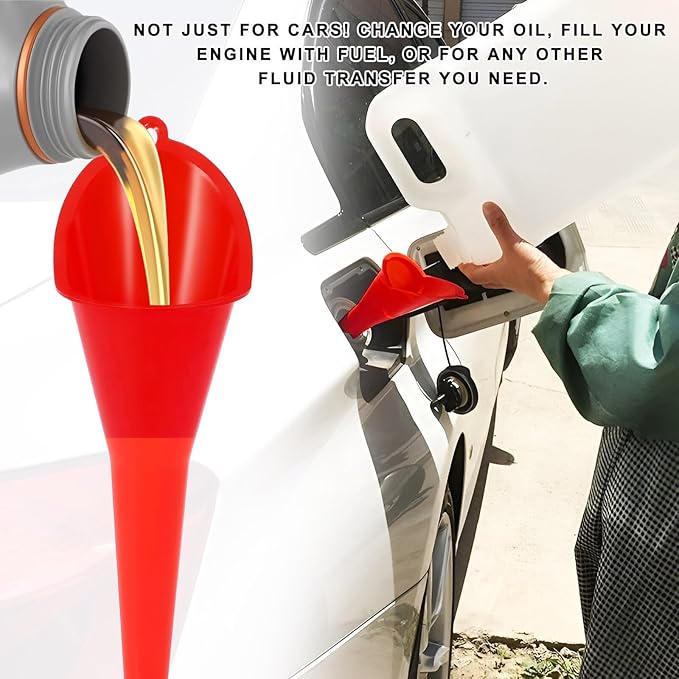 2 PCS Oil Funnel, Plastic Long Neck Multi-Purpose Spill Saver Funnel, Engine - Image 6
