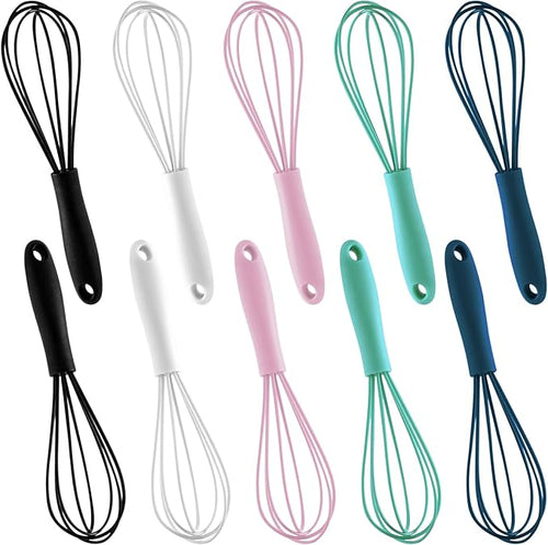 10-Piece Mini Multicolor Silicone Whisks, Heat-Resistant Up to 500°F by LAPXSNZD