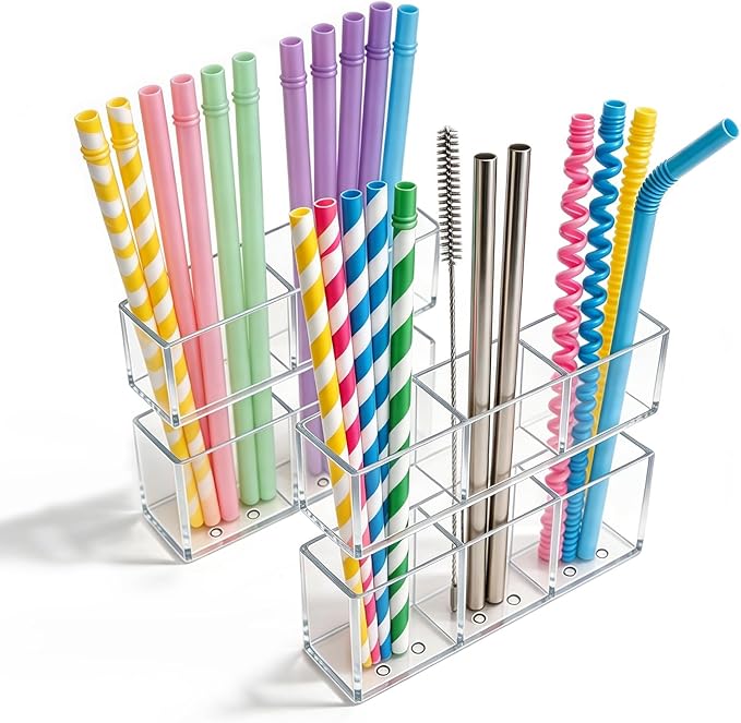 2 PACK Small Acrylic Straw Holder by Rycid