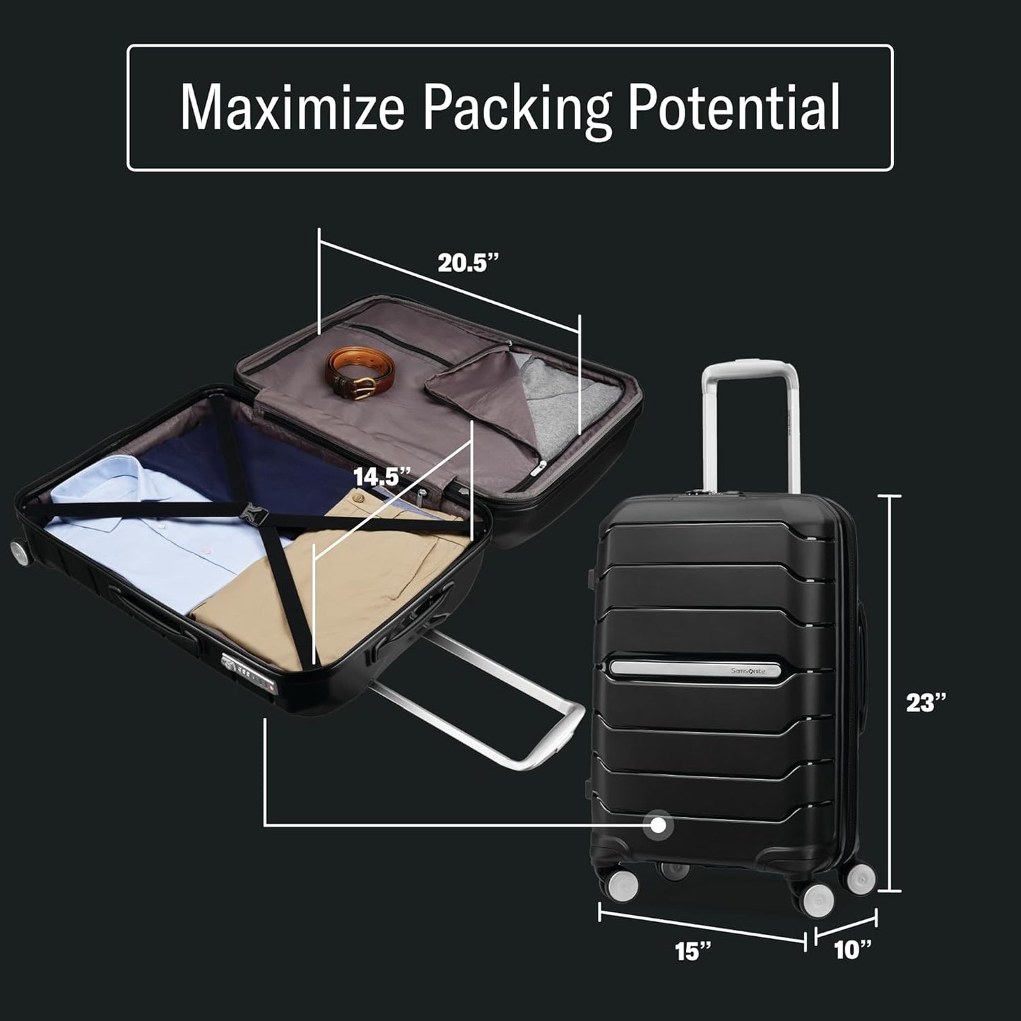 Samsonite Freeform Hardside Carry-On Luggage with Spinner Wheels - Hardshell Suitcase - TSA, Airline-Approved - Expandable Hard Shell, Smooth Rolling Wheels for Lightweight Travel - Merlot