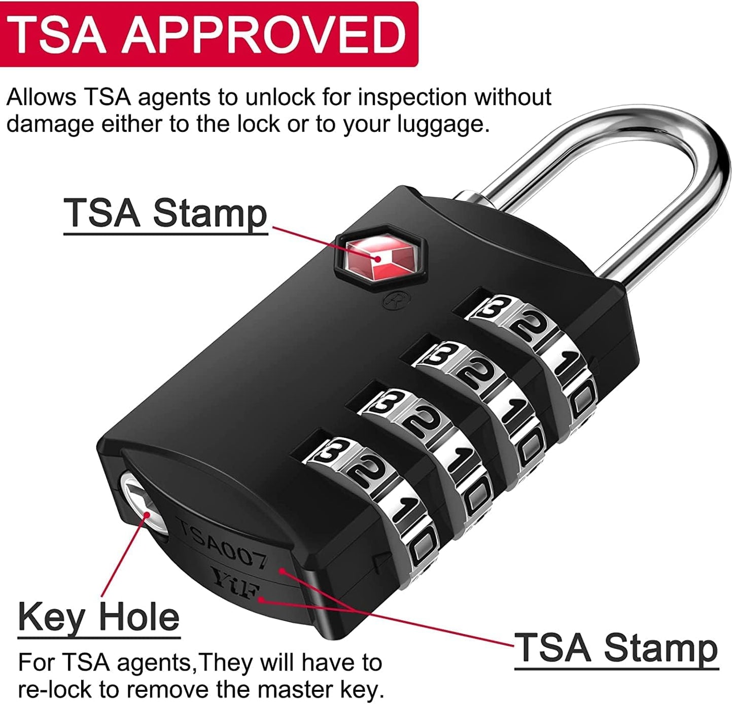 ZHEGE Travel Locks 2 Pack, Luggage Locks for Train, 4 Digit Combination Locks for Suitcase, Backpack, Briefcase Zipper (2 Pack, Black and Silver)