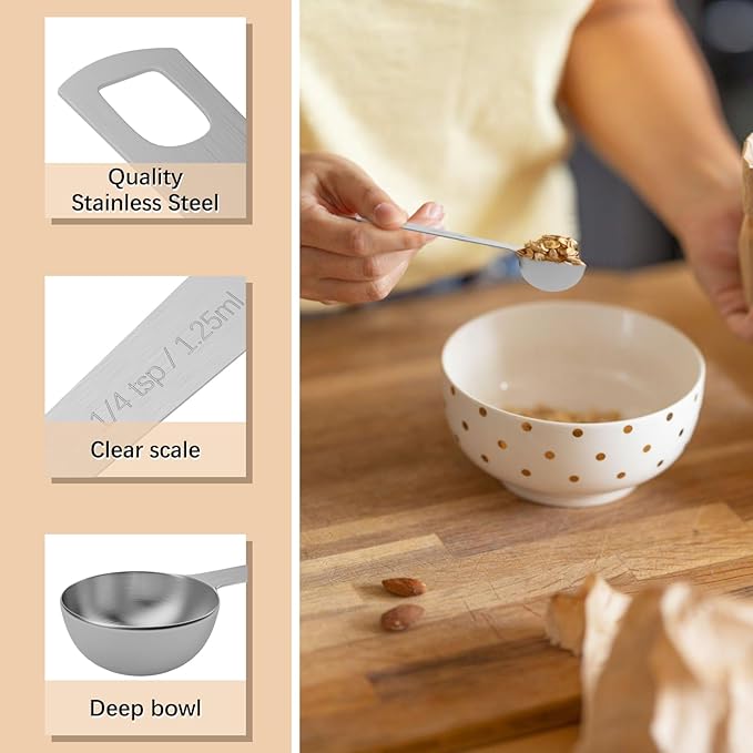5PCS 1/4tsp Single Measuring Spoon, Stainless Steel Individual Teaspoons Only - Image 3