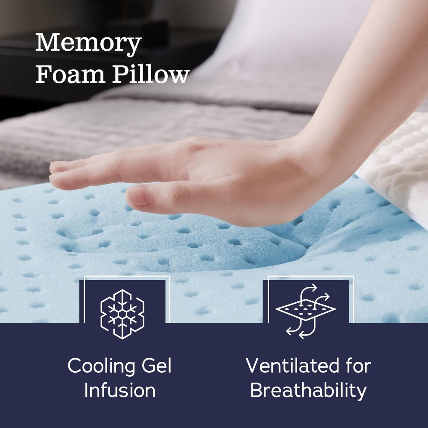 WEEKENDER Gel Memory Foam Pillow - Standard Size - 2-Pack - Medium Plush Feel - Neck & Shoulder Support - For Back, Side, & Stomach Sleepers - Home, Hotel, & Hospital Essentials