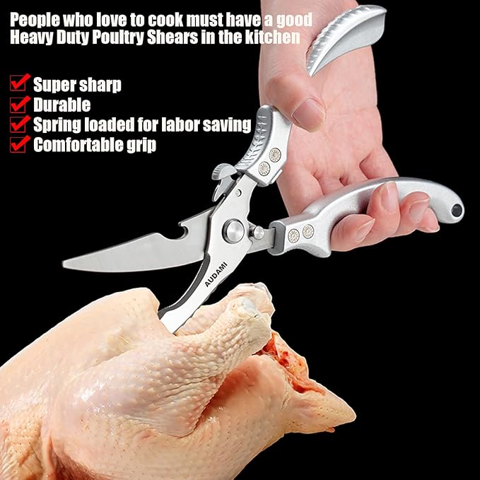 2-Piece Kitchen Shears Set, Heavy Duty Professional Poultry Meat Scissors - Image 6