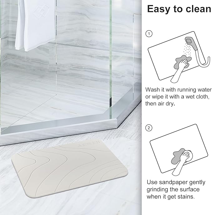 JUERLEN 2 Pack Diatomaceous Earth Shower Mat, Stone Bath Mat, Nonslip Super - Image 5