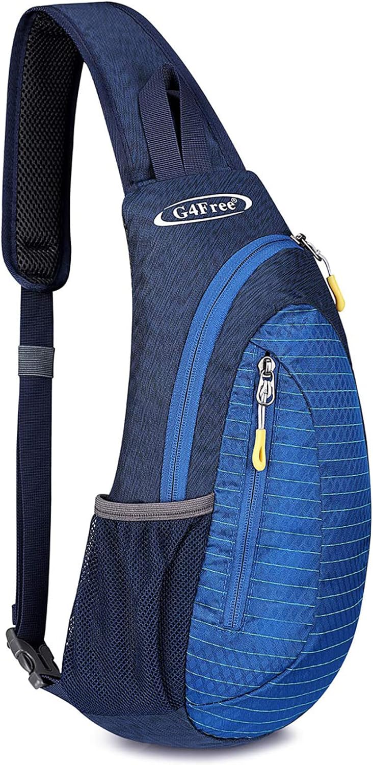 G4Free Sling Bag for Men Women, Small Crossbody Backpack Lightweight Chest Shoulder Bags for Travel, Outdoor and Sports (Blue)