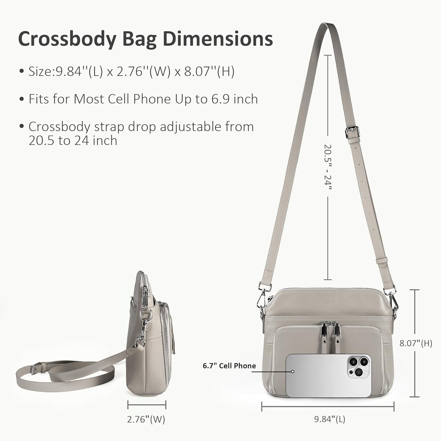 befen Genuine Leather Crossbody Purses for Women, Women's Small Crossbody Shoulder Bag with Built in RFID Wallet