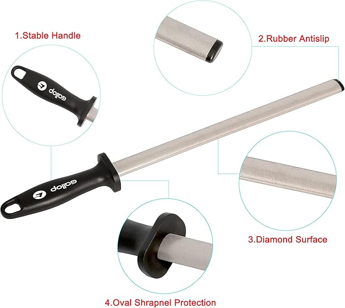 Diamond Honing Steel -12 In Knife Sharpener Rod, - Image 2