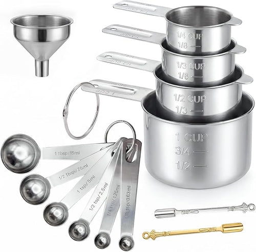 13PCS Measuring Cups and Spoons Set, Premium Heavy Duty Steel Measuring Spoons by RenaChris