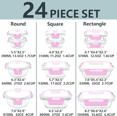 12 Pack Glass Meal Prep Food Storage Containers - Image 2