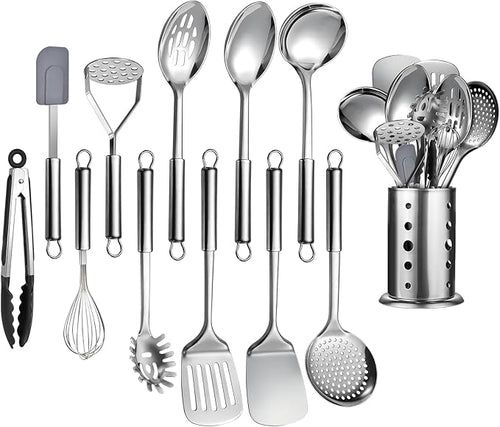 12 Pcs Stainless Steel Cooking Utensils Set, Metal Kitchen Tools Include by Unknown