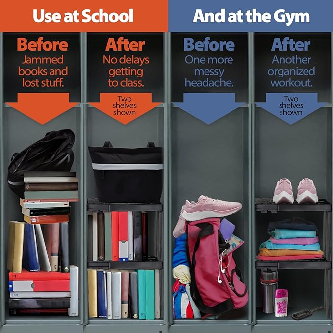 Locker Organizer Shelf， Adjustable Width and Height, Ideal Locker - Image 3
