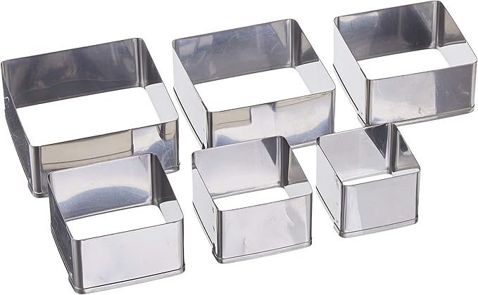 Ateco Plain Edge Square Cutters in Graduated Sizes, Stainless Steel by Ateco