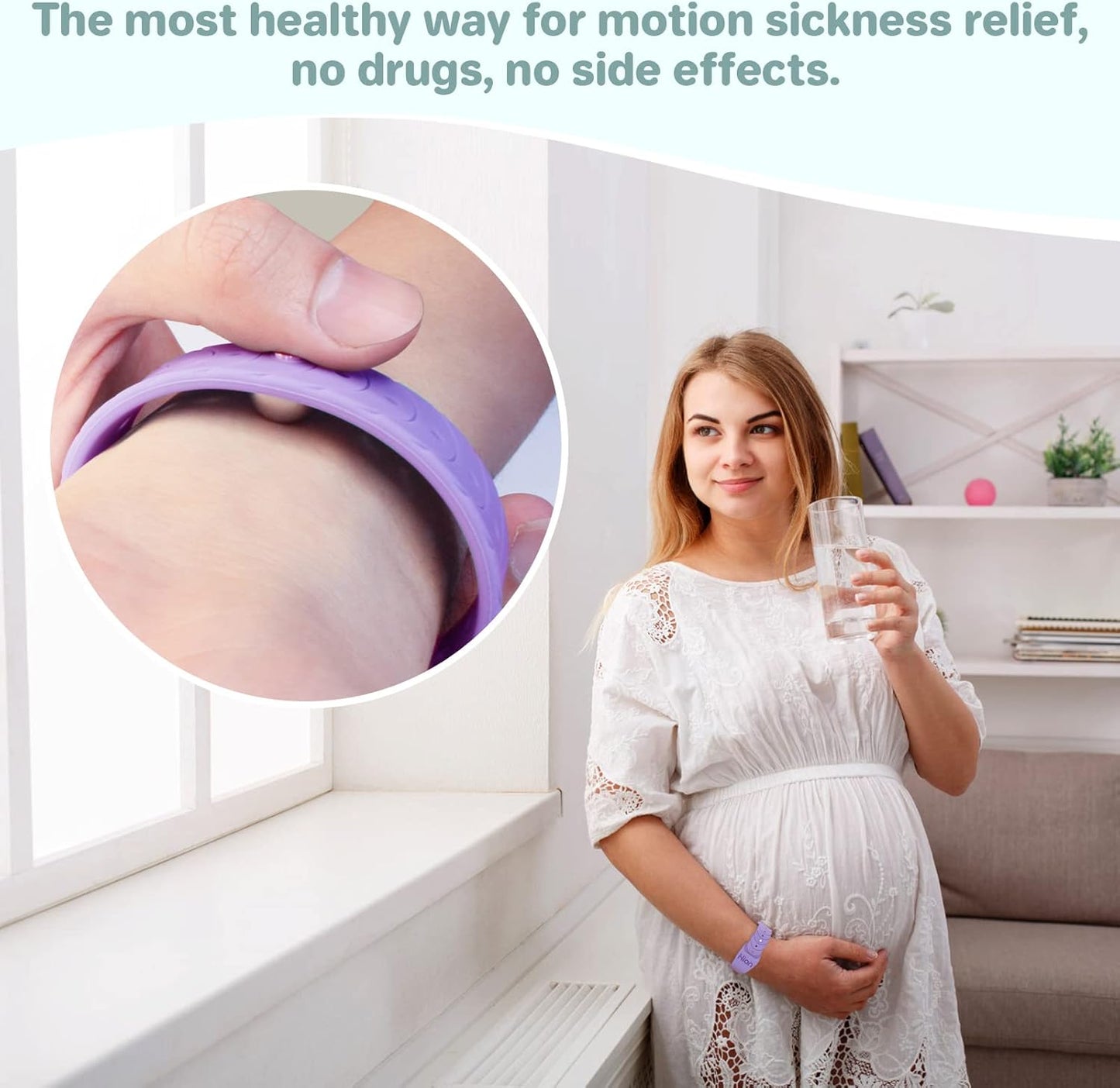 Motion Sickness Bracelets Sea Sickness Wristbands for Motion Sickness/Morning Sickness/Pregnancy Nausea Anti Nausea Bands Acupressure Wristband Motion Sickness Bands（1Pair Beryl）