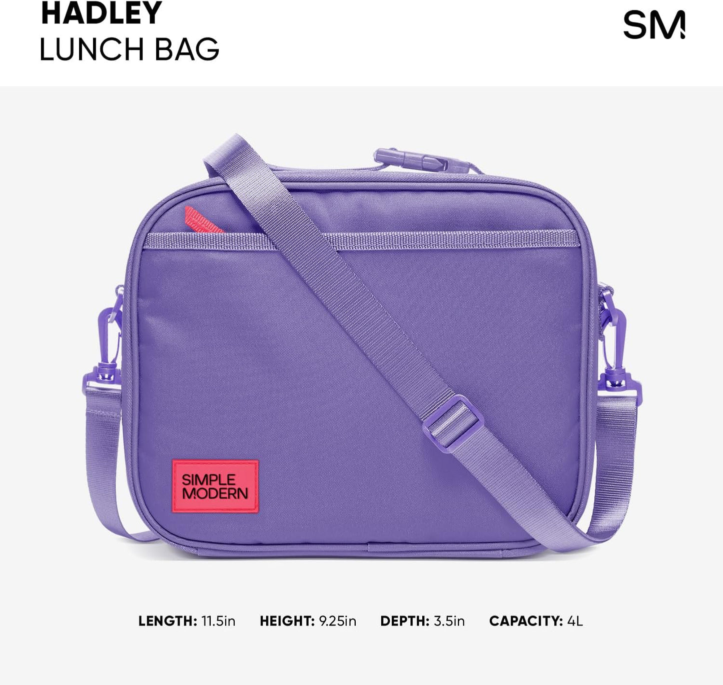 Simple Modern Hadley with Shoulder Strap | Lunch Box for Kids, Teens, and Adults | Insulated Bag for Girls, Boys, Women, Men | Meal Containers with Exterior and Interior Pockets | Midnight Black