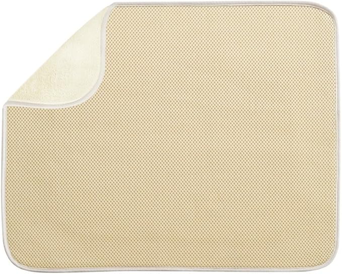 InterDesign iDry Large Kitchen Countertop Absorbent Dish Drying Mat, Wheat/Ivory - Image 3