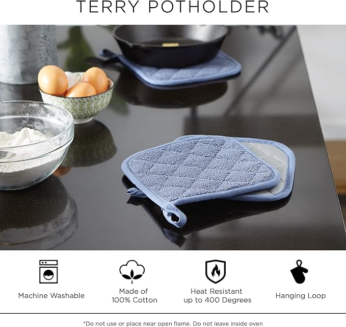 DII Basic Terry Collection Quilted 100% Cotton, Mineral Gray, 3 Piece - Image 7