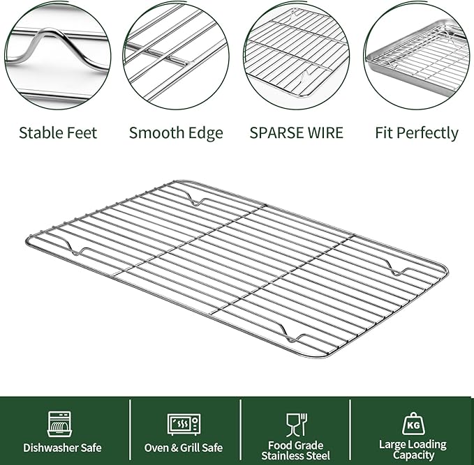 CEKEE Baking Sheet and Cooling Rack Set, Stainless Steel Cookie Sheet Baking - Image 4