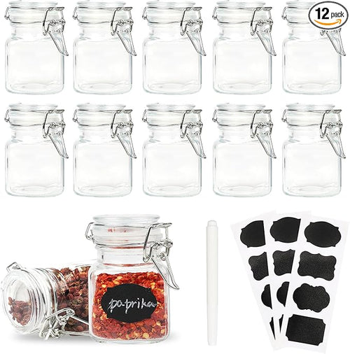 12 Pack Glass Jars with Airtight Lids, 3.4 oz Small Spice Jars, 12 Pack Empty by Homelike+Style